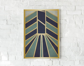 Poster A4 de style Art déco, impression d'art mural mat sans cadre, décoration de salon rétro, tenture murale de bureau, décoration de chambre de style gatsby