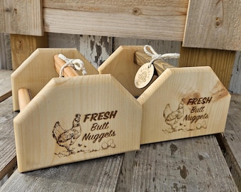 Fresh Butt Nuggets Holzei Sammelkorb zur Aufbewahrung, Präsentation und Organisation von Eiern für die Ernte von Hühner-, Enten- und Wachteleiern