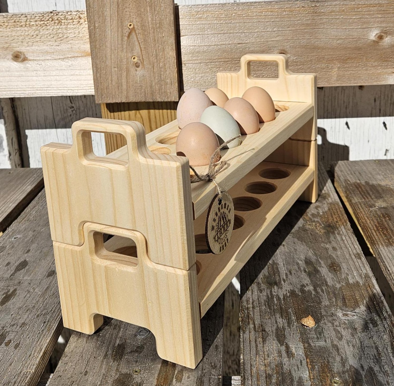 Personalized, Stackable Wood Egg Holder l Chicken Egg Storage l Wooden Duck Egg Holder l Wooden Egg Rack l Wood Egg Carton l Egg Tray - Not Personalized, 1 Tray