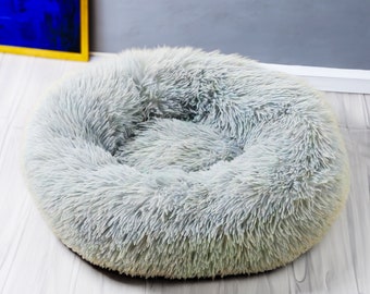 Premium Plush Dog Cat Bed - Washable Calming Donut Bed for Large, Medium, and Small Pets - Super Soft Comfort for a Restful Sleep