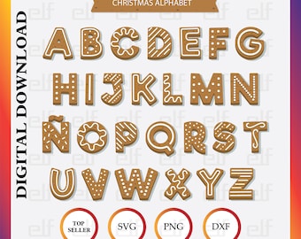 Lebkuchen Weihnachten Alphabet Clipart: PNG, SVG (Digital Download)