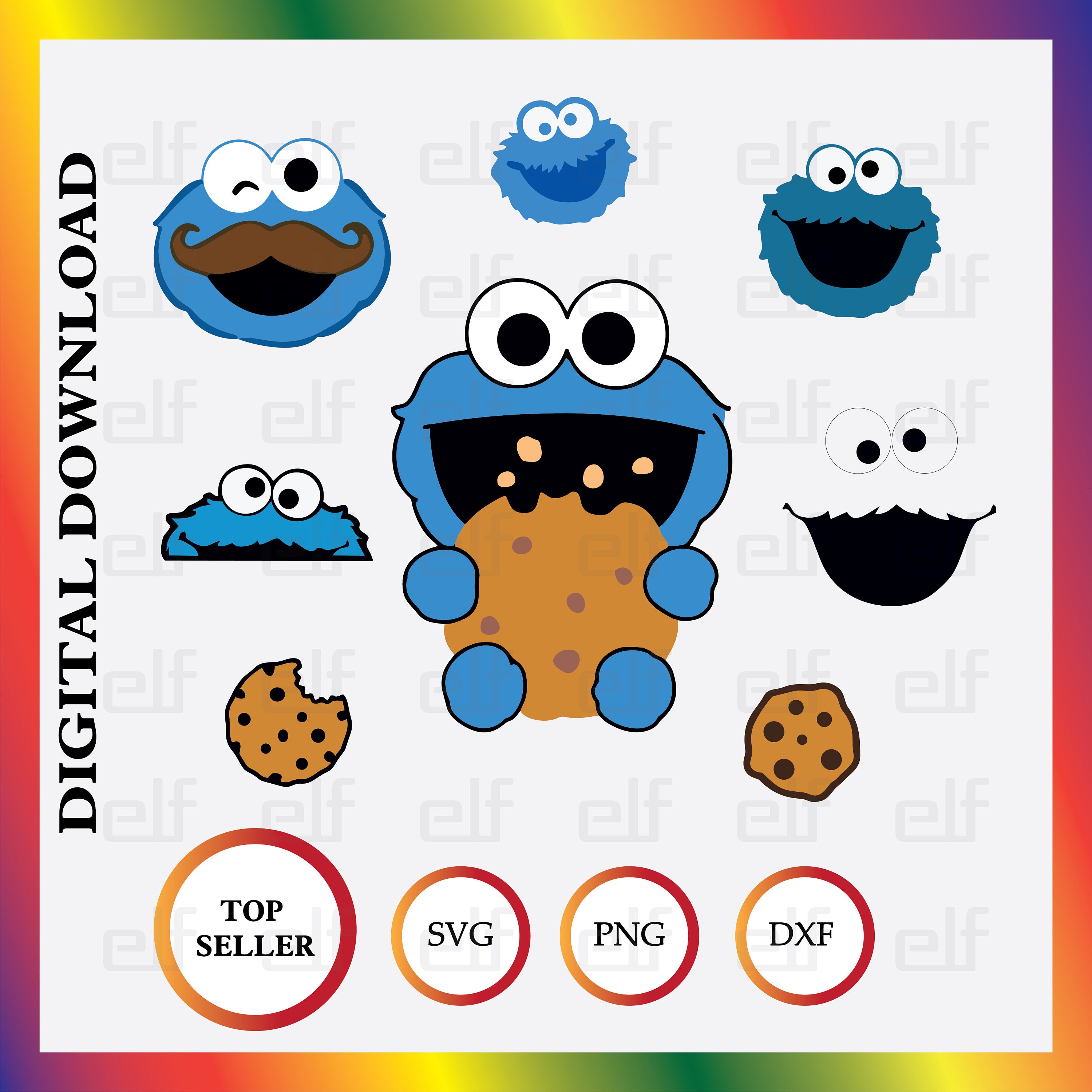 Bundle Cookie Monster Clipart Images svg png dxf Digital - Etsy Portugal