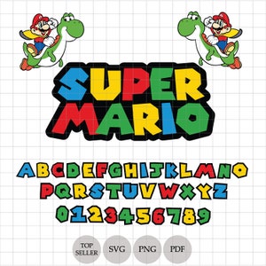 Super Mario Font Svg , Super mario cool Font letters Svg, png and pdf Vector Digital Download
