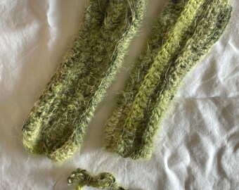 Groene Fuzzy zachte vingerloze handschoenen