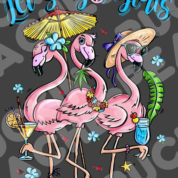 Girls Trip, Flamingos, Let’s Go Girls, PNG, 300 dpi, Sublimation