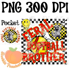 Red Feral Softball Brother, Mit Taschenoption, Kariert, PNG, 300 dpi