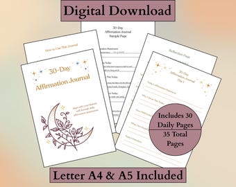 30-Day Printable Affirmation Journal (Digital Download)