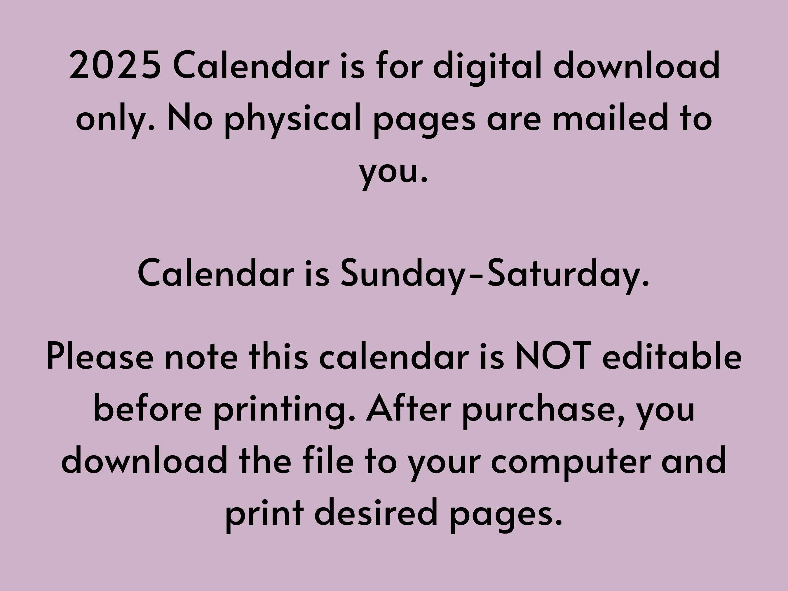 Printable Calendar 2025 12 Month Digital Download Planner Printable Calendar 2025 12 Month Digital Download Planner