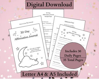 30-Day Printable Coloring Affirmation Journal (Digital Download)