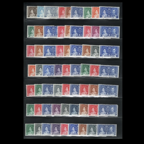 Great Britain 1937 Coronation Omnibus Sets - King George VI - Queen Elizabeth - Royalty on Stamps - Mint-Hinged