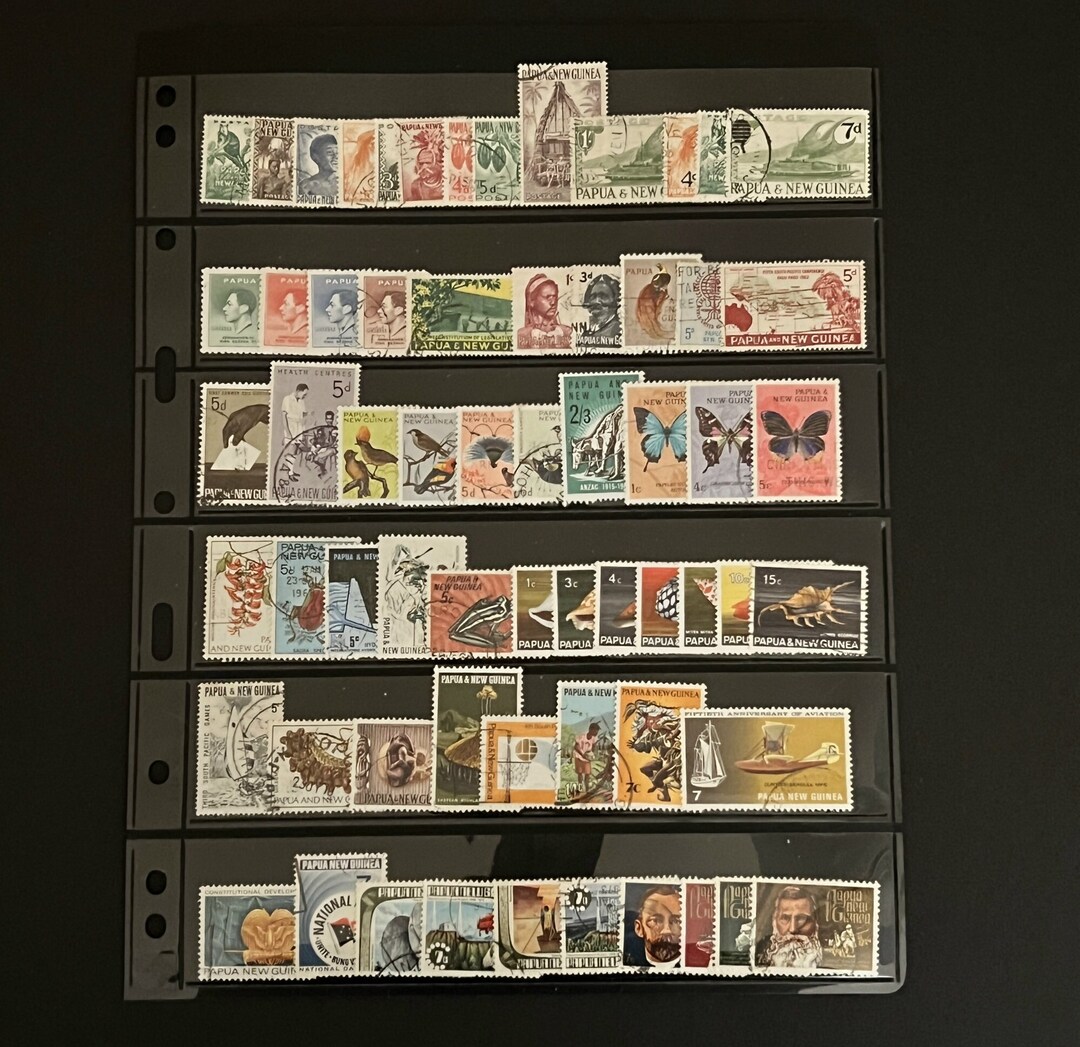 Vintage Papua New Guinea Stamp Collection of Unused and Used Stamps and ...