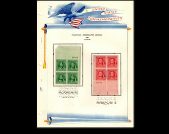 United States Postage Stamps - 1940 - #859-893 - Famous American Series - Complete Plate Block Set - Unused/Mint Never Hinged