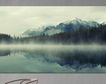 Mountain lake photography print Extra large wall art Room decor Mountain wall art Forest print Apartment decor Free shipping Canvas wall art