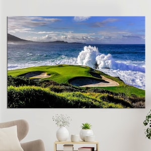 Pebble beach canvas print Room decor Dorm decor Nautical wall art Beautiful landscape Golf gift Beach art Free shipping Canvas wall art