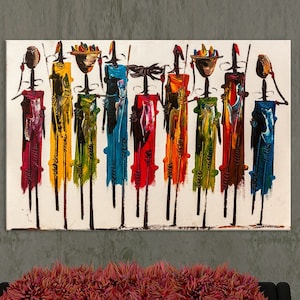 Kenyan wall art Masai print on canvas African wall art Apartment decor Living room decor  Large wall art Abstract african Canvas wall art