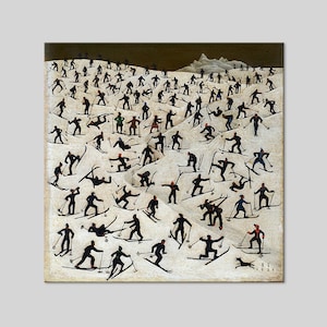 Franz Sedlacek Skiers print Vintage ski art Retro print Ski storage decor Game room decor Black and white art Free shipping Canvas wall art
