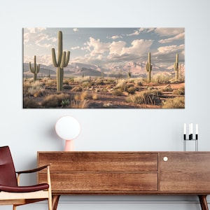 Arizona desert print, Cactus print, Farmhouse decor, Desert landscape art, Southwest print, Art prints, Canvas wall art, Room wall decor, Extra large wall art