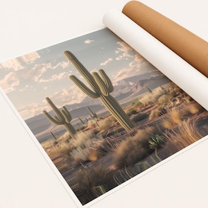 Lienzo del desierto de Arizona Decoración de habitación Arte de pared de cactus Arte de pared grande Sala de estar Decoración de casa de campo Paisaje desértico Envío gratis Arte de pared en lienzo imagen 10