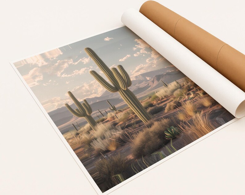 Lienzo del desierto de Arizona Decoración de habitación Arte de pared de cactus Arte de pared grande Sala de estar Decoración de casa de campo Paisaje desértico Envío gratis Arte de pared en lienzo imagen 10