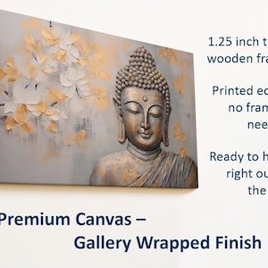 Peaceful Buddha artwork Zen wall art on canvas Large Buddha painting Indian wall art Meditation artwork Bedroom decor Free shipping image 4