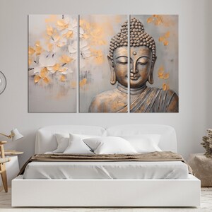 Set of 3 piece wall art, Peaceful Buddha artwork Zen wall art, Art prints, Canvas wall art, Room wall decor, Extra large wall art