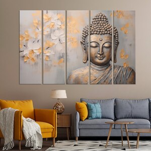 Set of 5 piece wall art, Peaceful Buddha artwork Zen wall art, Art prints, Canvas wall art, Room wall decor, Extra large wall art