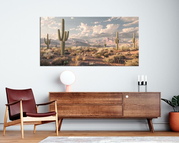 Arizona desert canvas Room decor Cactus wall art Large wall art Living room Farmhouse decor Desert landscape Free shipping Canvas wall art