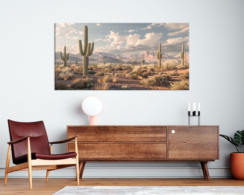 Arizona desert print, Cactus print, Farmhouse decor, Desert landscape art, Southwest print, Art prints, Canvas wall art, Room wall decor, Extra large wall art