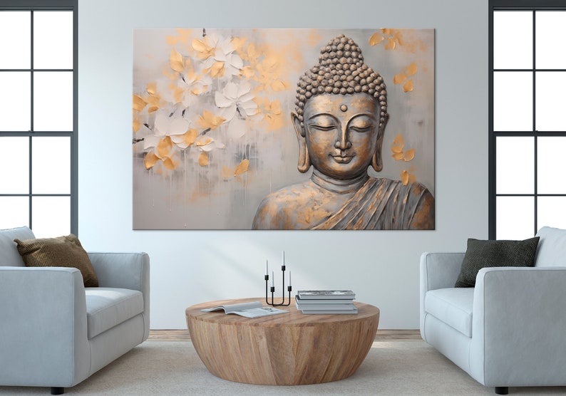 Peaceful Buddha artwork Zen wall art, Art prints, Canvas wall art, Room wall decor, Extra large wall art