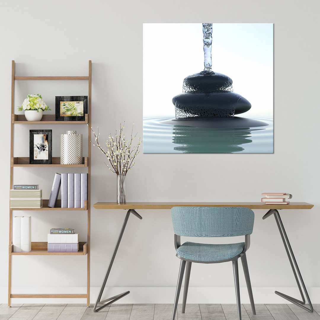 Spa Stones With Falling Water Print Bathroom Zen Art Spa Decor Bedroom Decor Salon Decor Large