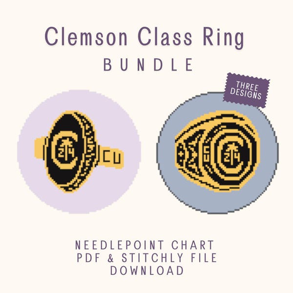 Clemson-Abschlussringe | Digitale Stickvorlage