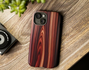 Resonancia de palisandro / iPhone 16+, Samsung Galaxy 24, funda para iPhone 13, funda para iPhone 14, estética, diseño de madera / Funda resistente para teléfono