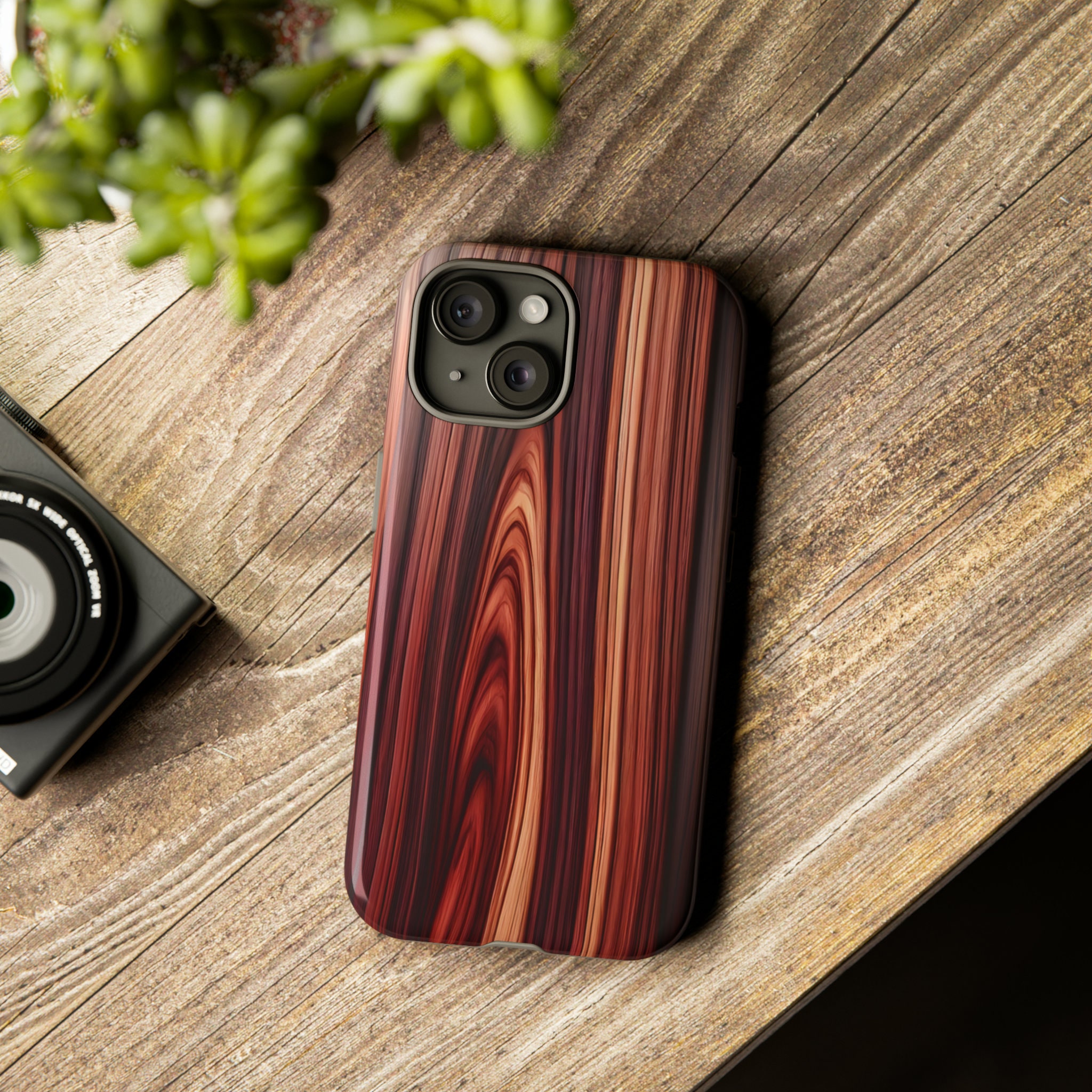 Rosewood Resonance | iPhone 16 plus, Samsung Galaxy 24, iPhone 13 case, iPhone 14 case, aesthetic, wood design | Tough Phone Case