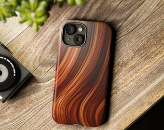 Madera de bubinga / iPhone 16+, Samsung Galaxy 24, funda para iPhone 13, funda para iPhone 14, estética, diseño de funda de madera para teléfono / Funda resistente para teléfono