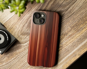 Mahogany Wood Opulence | iPhone 16 plus, iPhone 16 Pro, Samsung Galaxy S24, iPhone 13 case, iPhone 14 case, aesthetic | Tough Phone Case