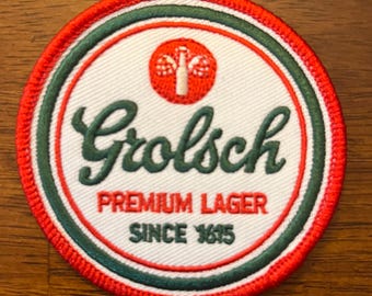 Grolsh Premium Lager Dutch Beer Vintage Style Retro Iron Sew One Patch Cap Hat