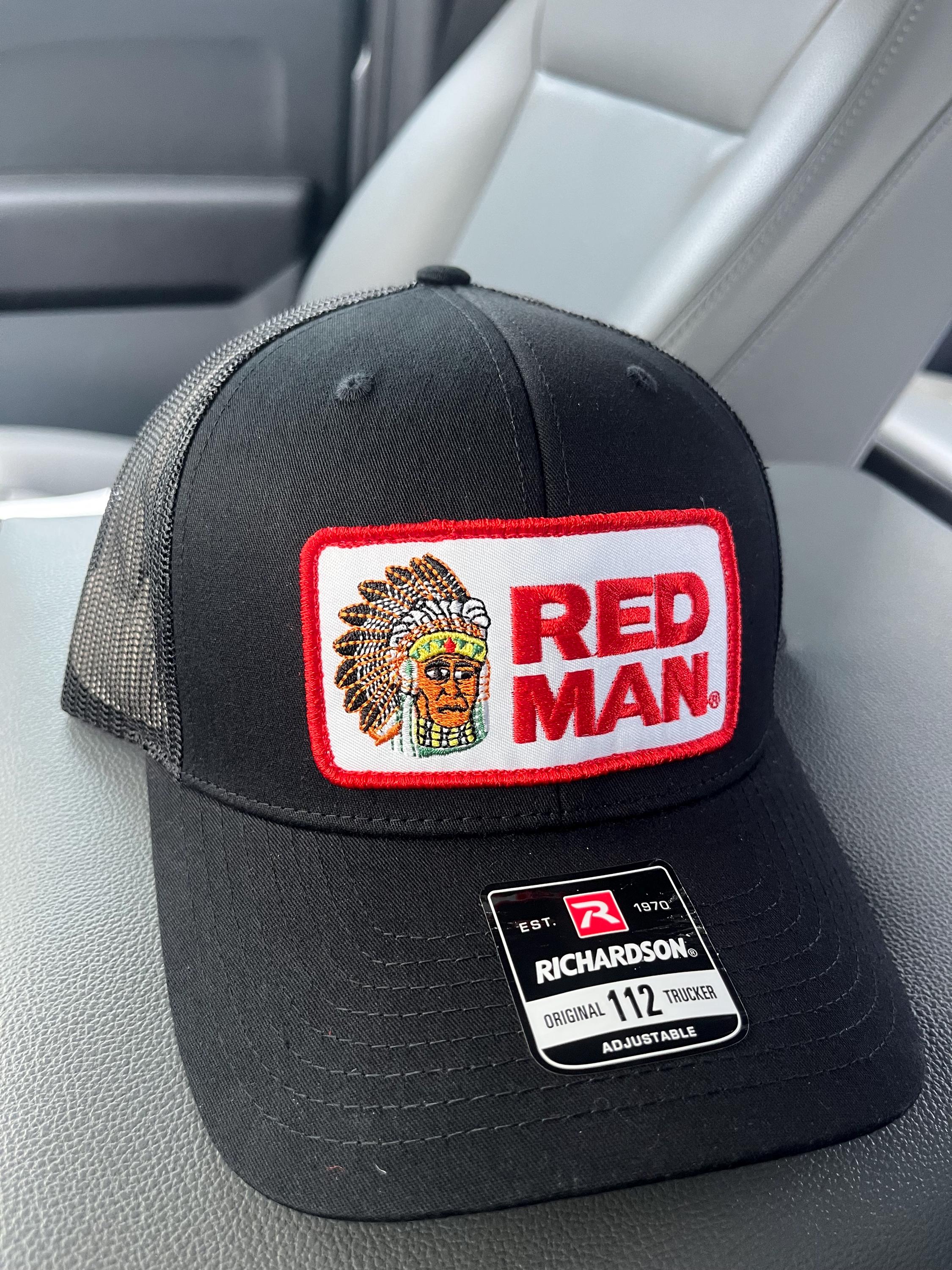 redman tobacco hat Red Man Chewing Tobacco Trucker Hat Richardson 112 Cap Vintage Style