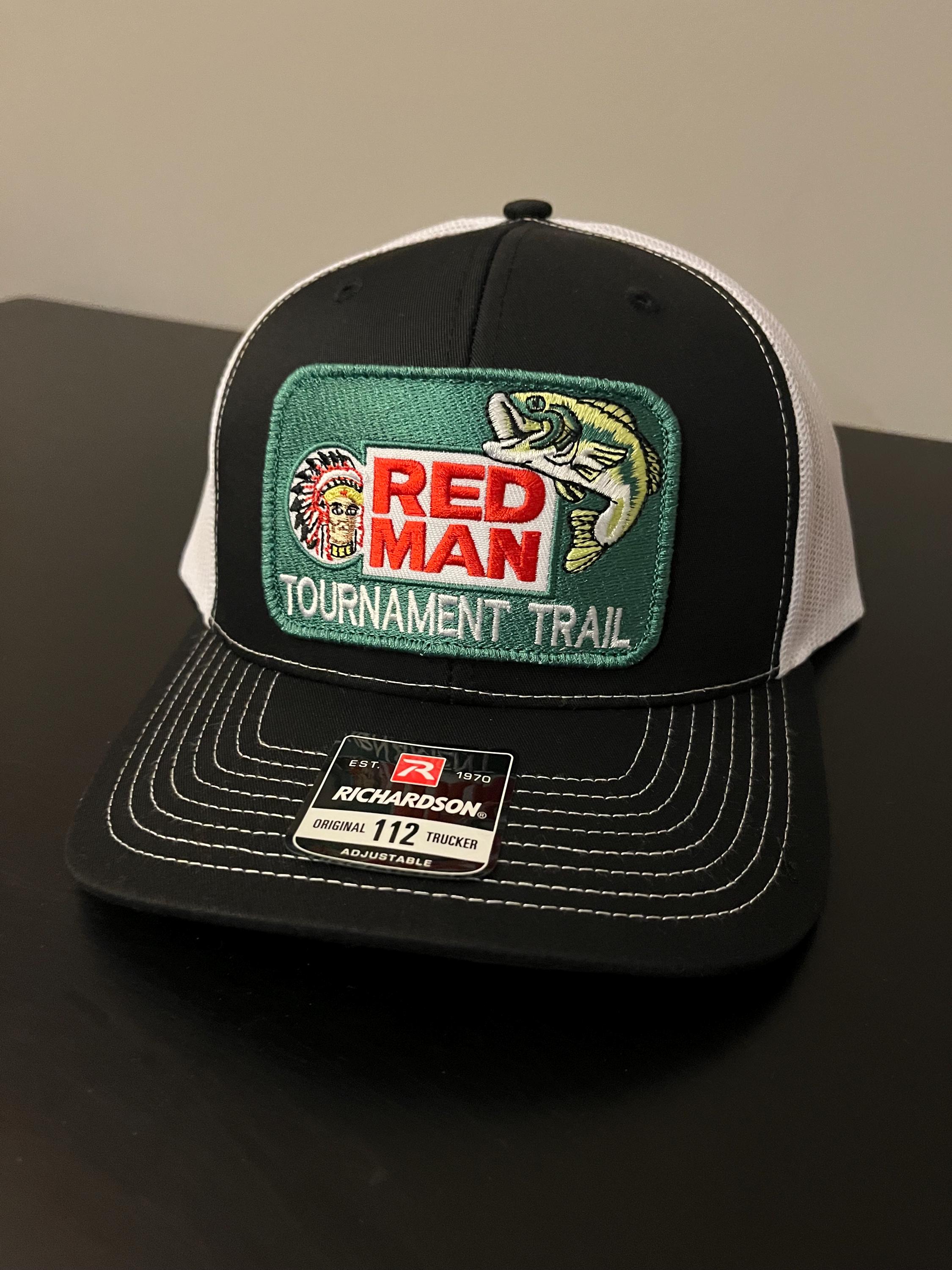 Retro Vintage Style Red Man Chew Chaw Hat Trucker Adjustable Green Camo Hunt Cap Red Man Tournament Trail retro camo snapback hat – BANJO  main image 2