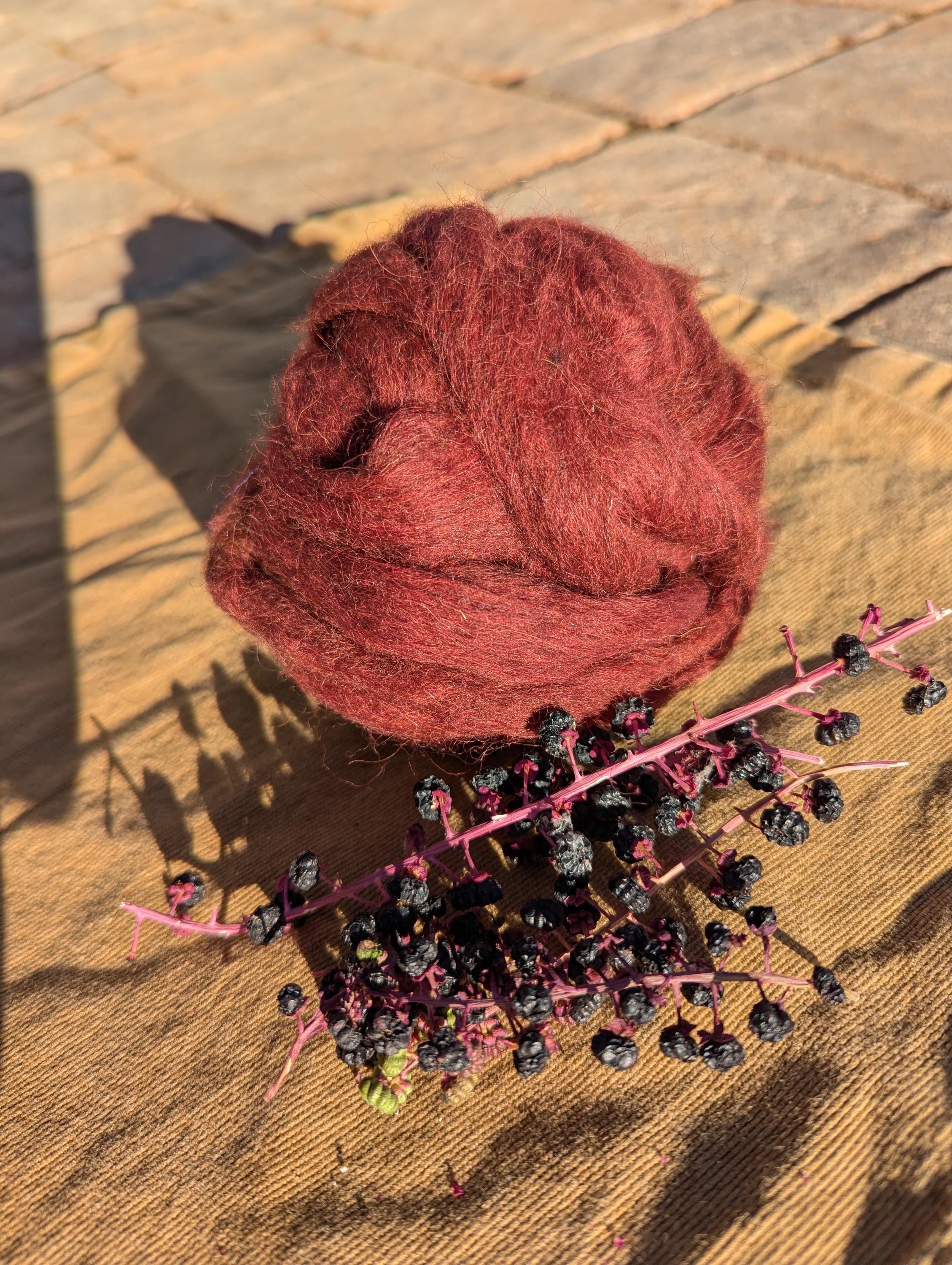 Natürlich gefärbte Navajo-Churro Roving-Pokeberry