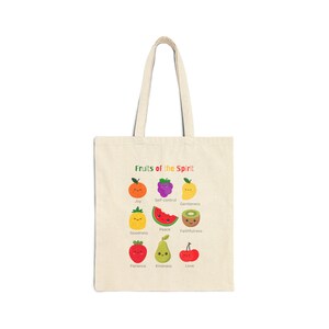 Fruits of the Spirit Tote Bag: Christian Gift, Organic Cotton Church Bag Jesus gifts
