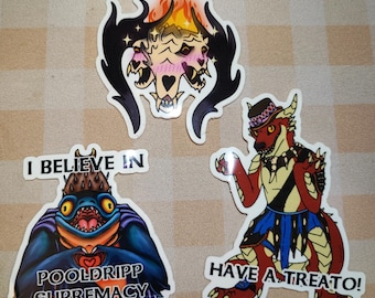 Naklejki Baldur's Gate 3 – Popper Kobold, Raphael Wzniesiony Bies, Pooldripp Gorliwy