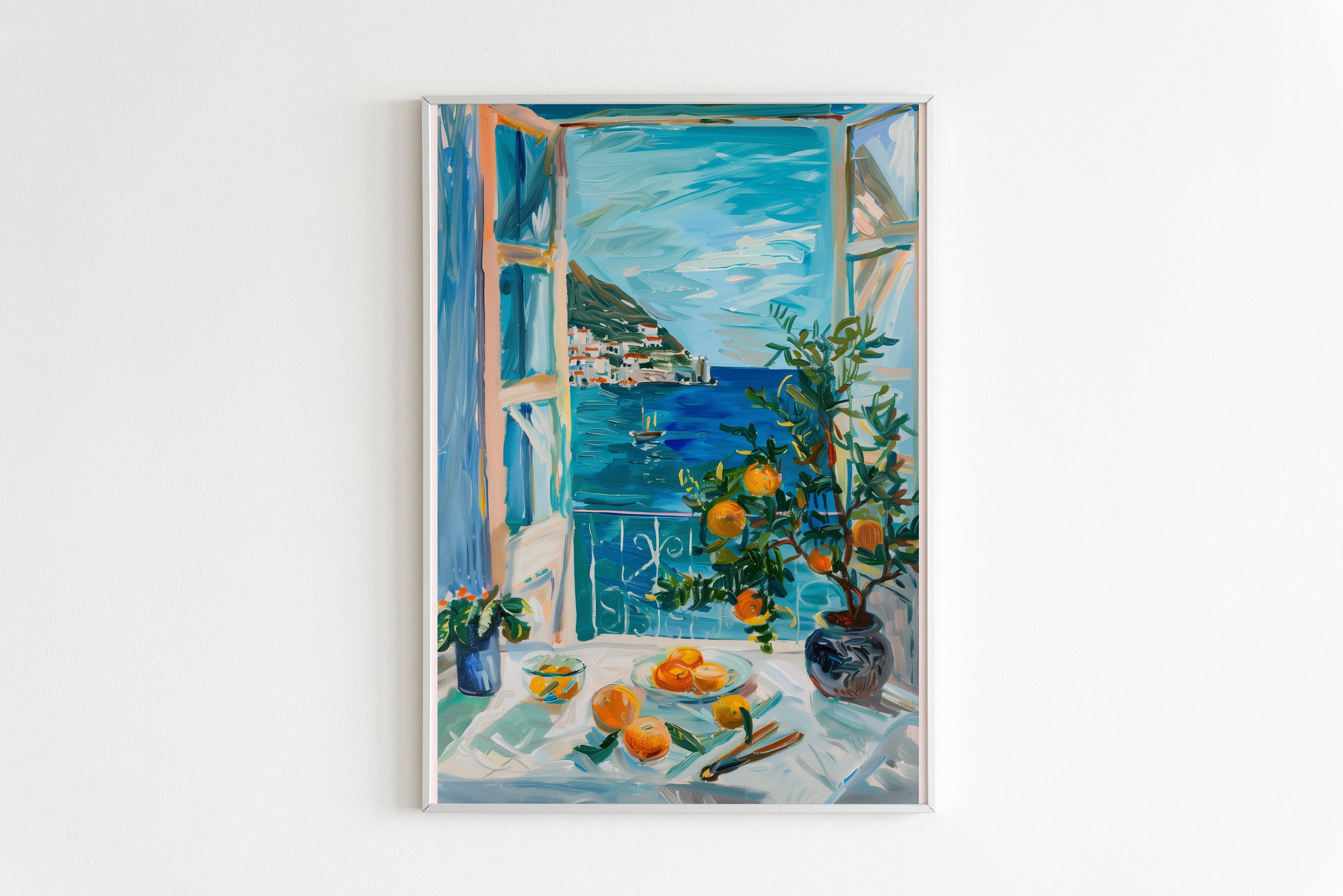 Henri Matisse Open Window Poster, Coastal View with Oranges Art Print, Colorful Mediterranean Wall Decor, Fauvism Painting, Matisse Artwork