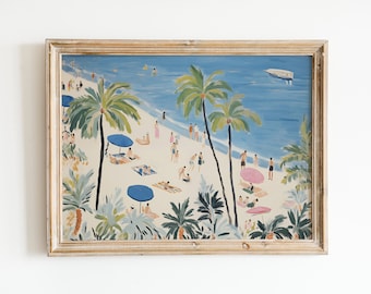 Coastal Beach Scene Wall Art – Matisse Abstract Seascape Poster, Modern Home Decor, Colorful Vintage Art Print Gift, Landscape Painting