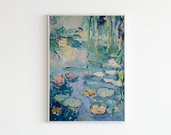 Water Lilies Painting Poster, Monet Lilies Print, Henri Matisse Artwork, Wall Art Decor, Impressionist Print, Monet Poster, Matisse Painting