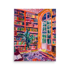 Bright book art print perfect for library decor or reading nook