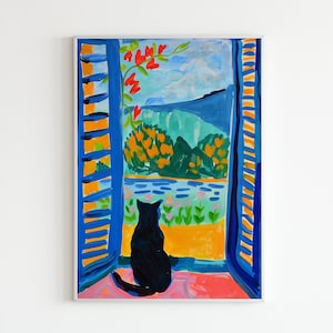 Henri Matisse Cat Poster, Colorful Fauvism Art Print, Modern Wall Art, Matisse Open Window, Cat by the Window, Henri Matisse Painting