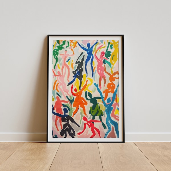 Henri Matisse Inspired Dance Poster, Colorful Abstract Movement Wall Art Print