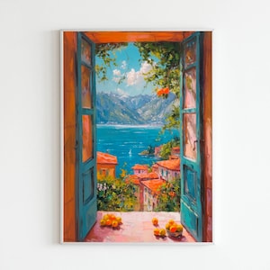 Open Window Henri Matisse Print, Colorful Coastal Art Print, Oranges Poster, Mediterranean Seaside View Wall Decor, Fauvism Painting