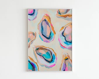 Oyster Shell Painting Coastal Wall Art, Abstract Beach House Decor, Nautical Ocean Sea Artwork, Henri Matisse Print, Kitchen Poster