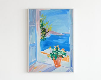 Henri Matisse Open Window Poster, Mediterranean Floral Art Print, Colorful Coastal Wall Decor, Fauvism Painting, Matisse Artwork